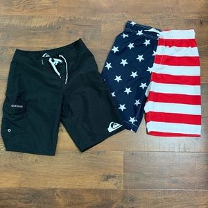 Quicksilver & USA flag print swim shorts (lot)